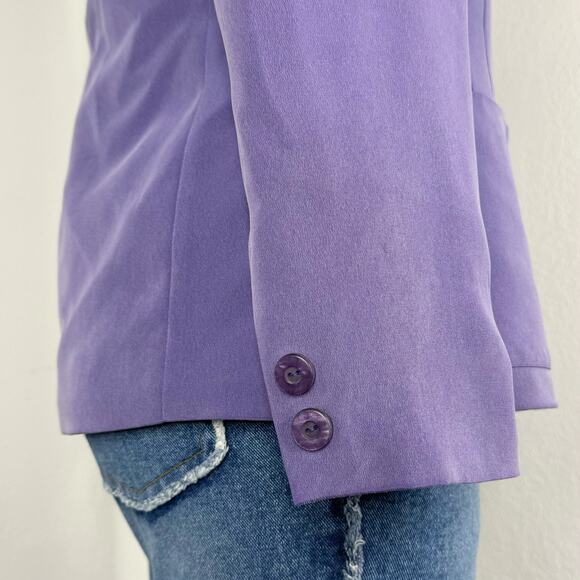 Vintage 90s 100% Silk Jacket Purple Button Front Size 6 Petite - Picture 7 of 9